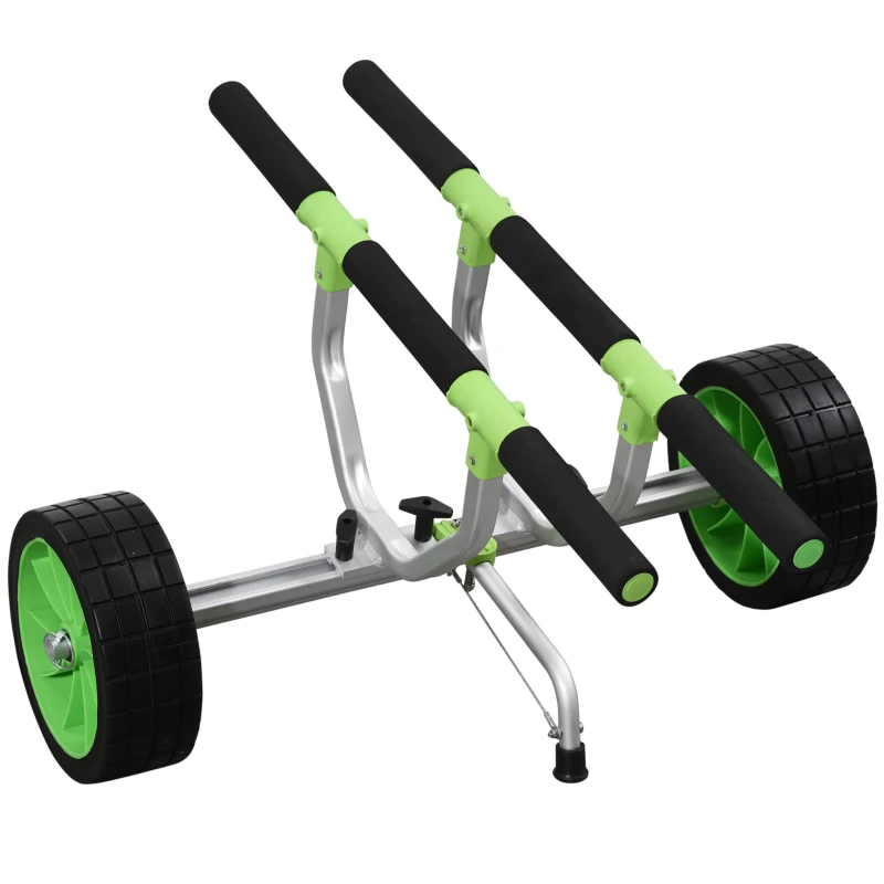 Chariot de Kayak, Capacité de Charge 113 kg, Chariot de Transport Paddle Pliable Compact, avec Pneus en Caoutchouc Plein 25,4 cm, Pied de Support, Sangle d'Arrimage, pour Kayaks, Canoës, Paddles