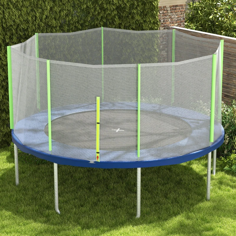 SPORTNOW Rete di Protezione per Trampolini a 8 Pali con Ingresso con Cerniera, in PE, Ø366x180 cm, Nero e Verde