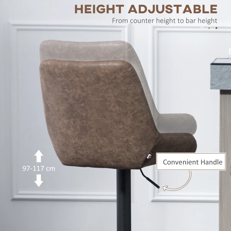 HOMCOM Set of Two Faux Leather Retro Bar Stools - Brown(m-5)