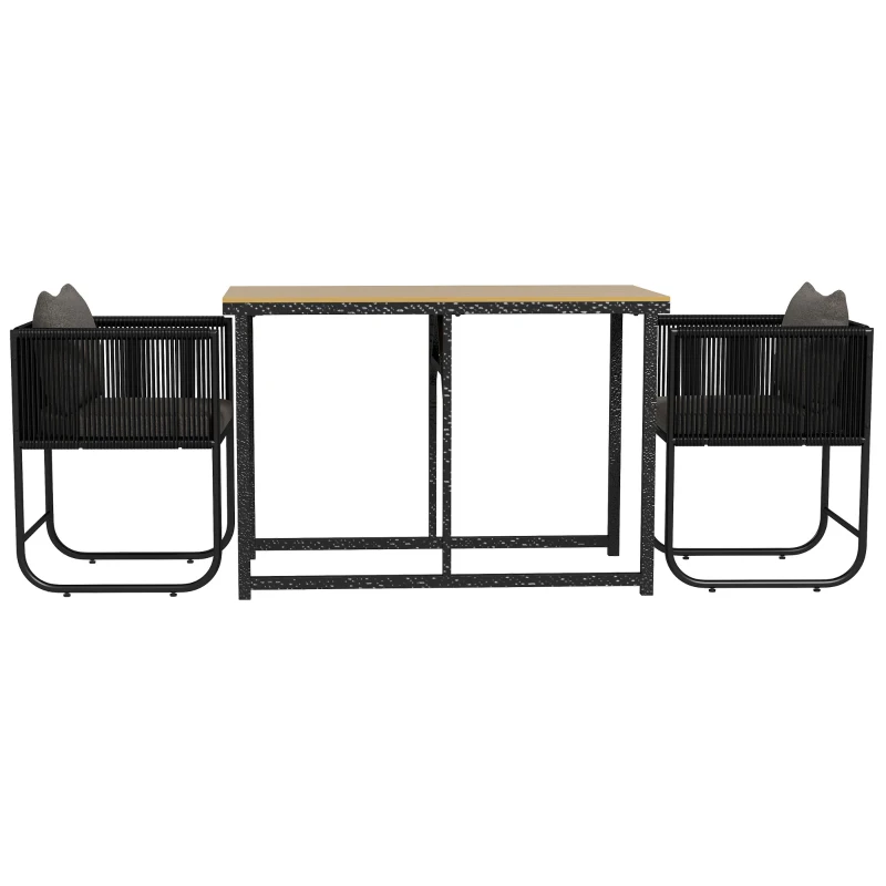 Set Giardino 3 Pezzi Outsunny - 2 Sedie E Tavolino In Rattan E Acciaio, Pieghevoli, Giallo E Nero - Foto 11