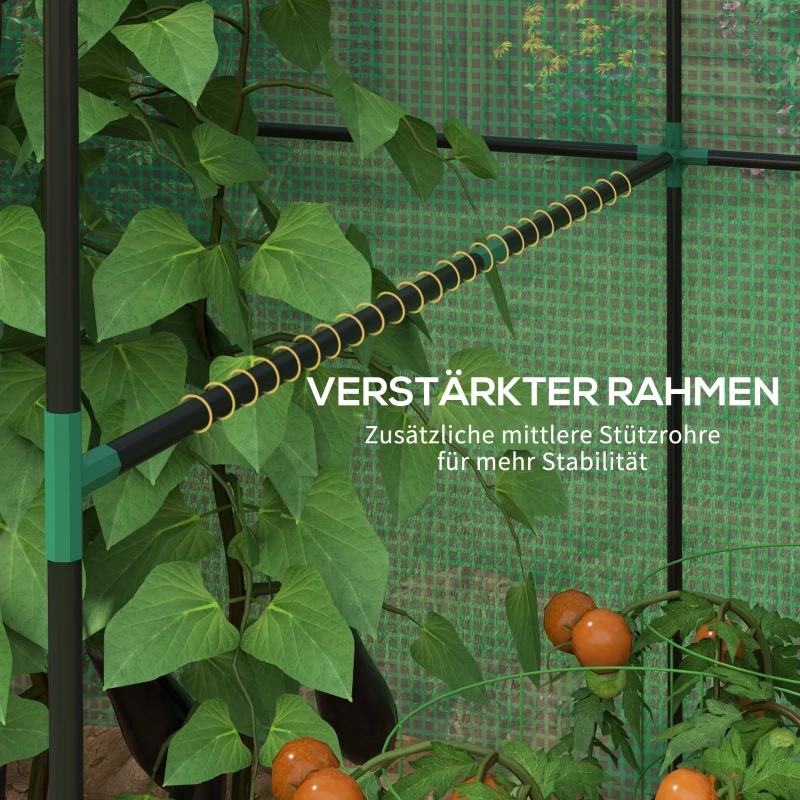 Outsunny Kas Kweekhuis Kweekbed, weerbestendig, oprolbare deur, 200 x 200 x 140 cm, Groen