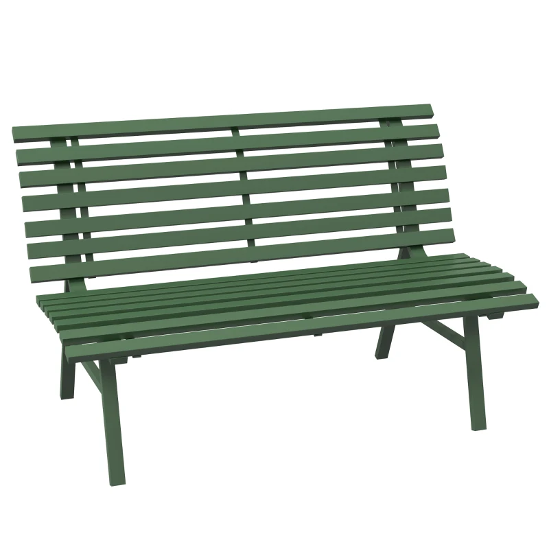 Outsunny Bancă pentru Grădină, Banca de Exterior pentru Terasă cu Șezut și Spătar cu Lamele, 123x67x79 cm, Verde