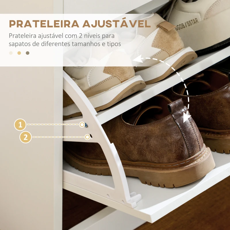 HOMCOM Sapateira Estreito com 2 Compartimentos e 2 Gavetas para 12 Pares de Sapatos 80x30x91,5 cm Branco