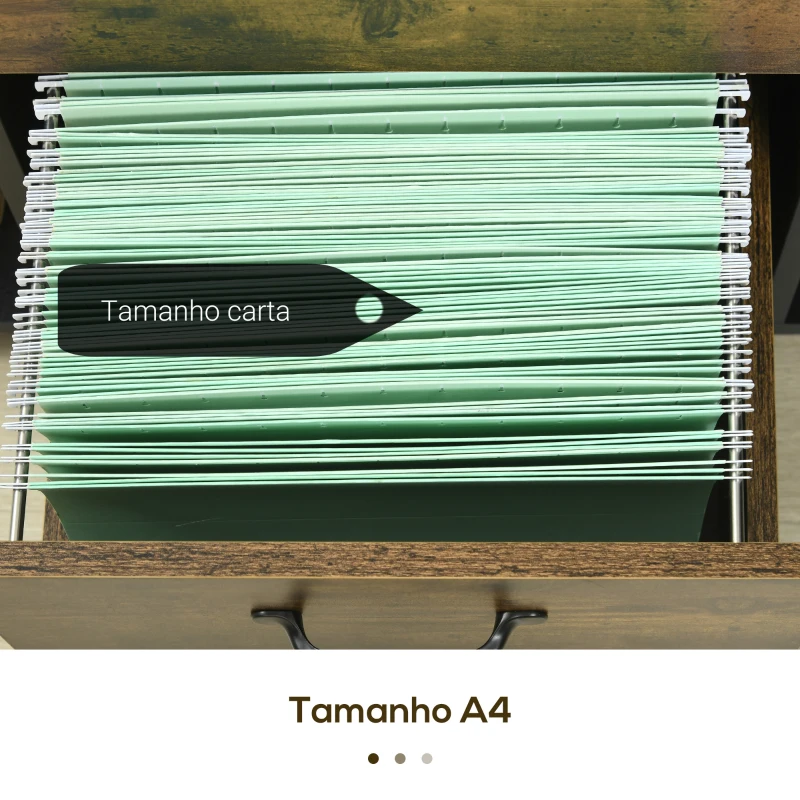 Vinsetto Armário para Impressora com Rodas e 2 Gavetas Fechadura e Prateleiras Abertas 90x3,5x68,5 cm Castanho Rústico e Preto