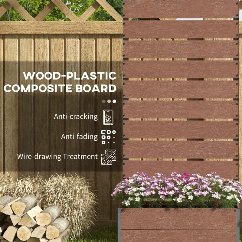 Outsunny 34 x 69.5cm Garden Planter Box, with Back Trellis, Brown