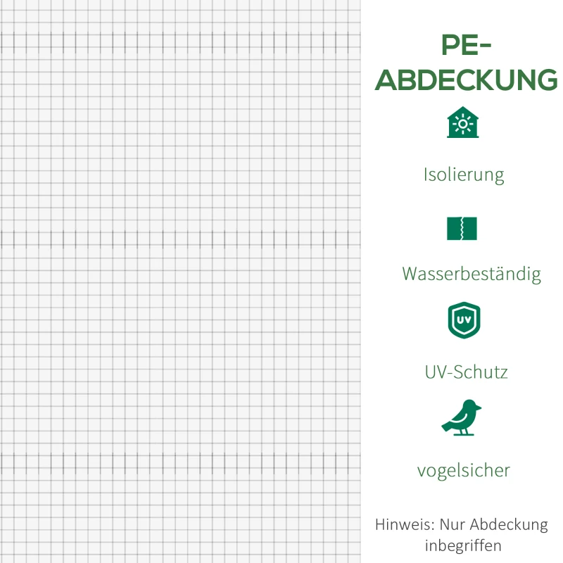 Outsunny Transparante vervangende kasafdekking, weerbestendig, 300 cm x 200 cm x 200 cm