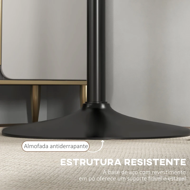 HOMCOM Mesa de Bar Redonda Mesa Alta de Cozinha Moderna com Estrutura de Aço para 2 Pessoas Ø60x102 cm Preto