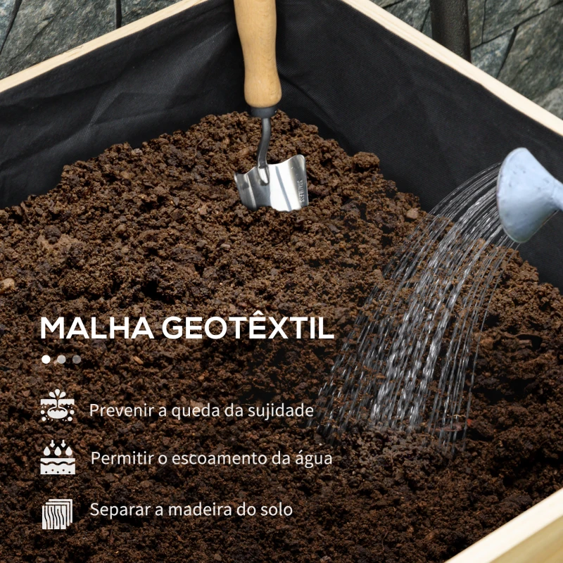 Outsunny Horta Elevada com Rodas 99x42x81 cm Horta Urbana Elevada Mesa de Cultivo com Tecido Não Tecido para Cultivo Madeira