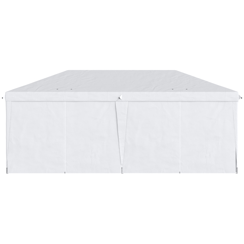 Outsunny Tenda para Festas 585x295x270 cm com Paredes Laterais Amovíveis 2 Portas com Zíper 4 Janelas e Bolsa de Transporte Branco