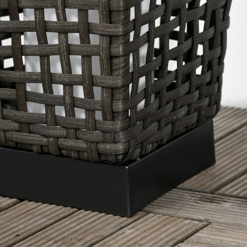 Outsunny Lampada Solare da Giardino con Pannello di Ricarica, in Acciaio e Rattan, 21x21x78 cm, Nero e Grigio