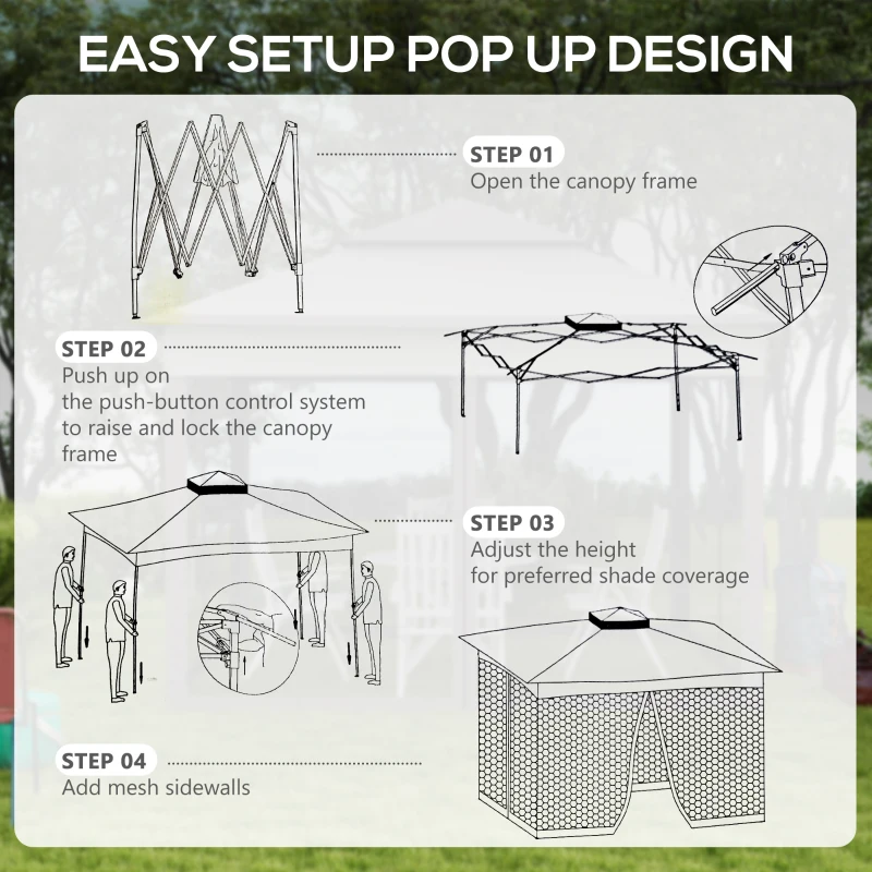 Outsunny 3.25 x 3.25m Deluxe Metal Gazebo, with Curtains - Brown and Grey(m-5)