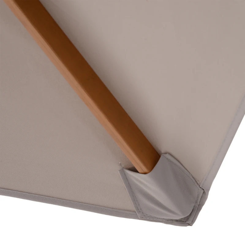 Outsunny Chapéu de Sol de Madeira Ø250x230 cm para Exterior com 6 Hastes Sistema de Corda com Fixação Desmontável Portátil Cinza