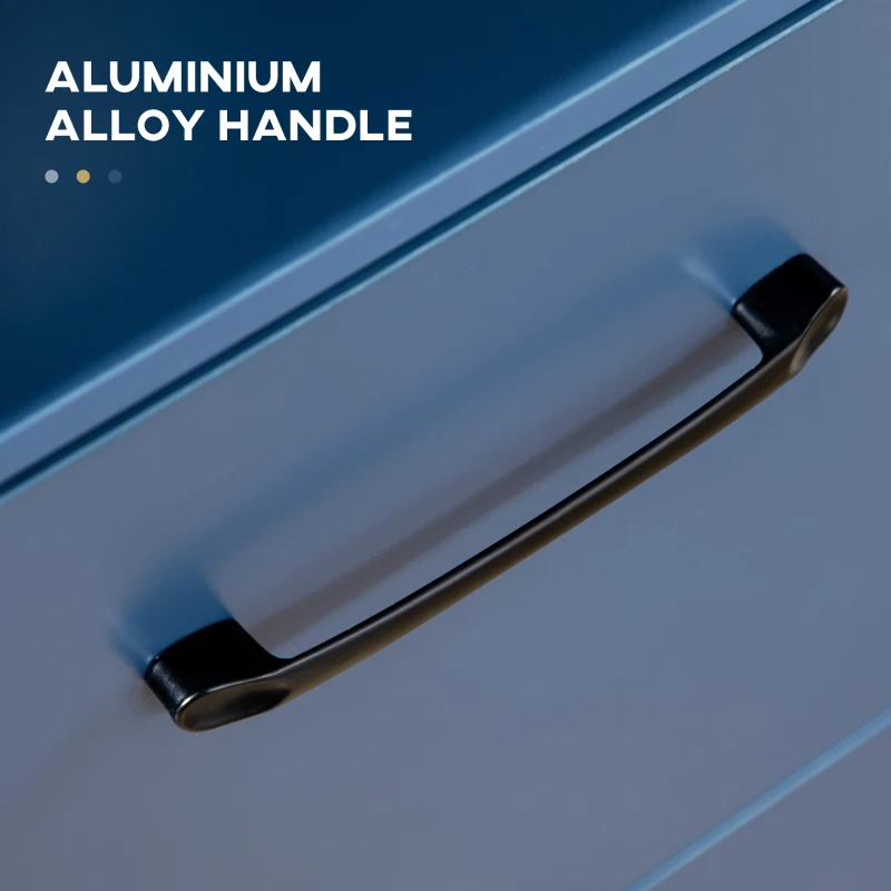 HOMCOM Dulap Bufet, Dulap de Depozitare de Accent, Bufet de Bucatarie cu Dulap cu Usa de Sticla, Rafturi si Sertare pentru Sufragerie, Hol, Albastru