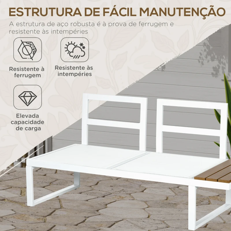 Outsunny Conjunto de Móveis de Jardim Inclui 2 Sofás Duplos 1 Sofá de Canto e Mesa de Centro com Almofadas para Pátio Creme
