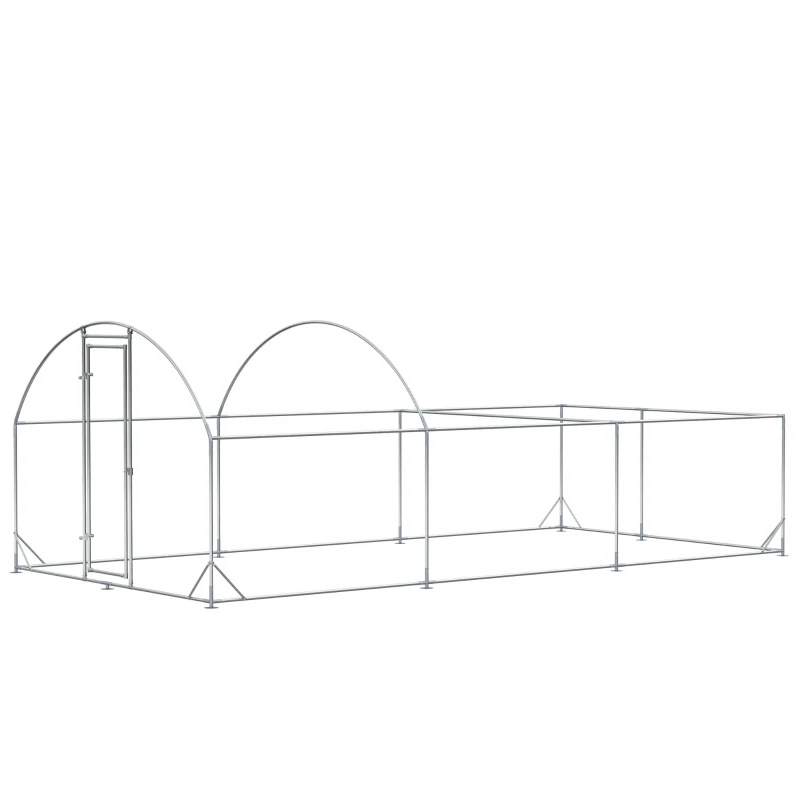 PawHut Gard de Exterior din Otel pentru Gaini 570x280cm, Cotet pentru Iepuri si Rate cu Folie de Acoperire din PE Anti-UV(m-4)