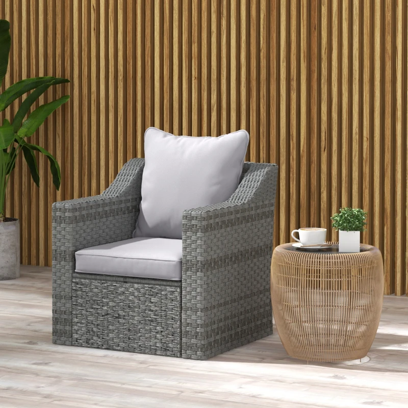 Outsunny Seat and Back Padded Cushion Set - Light Grey