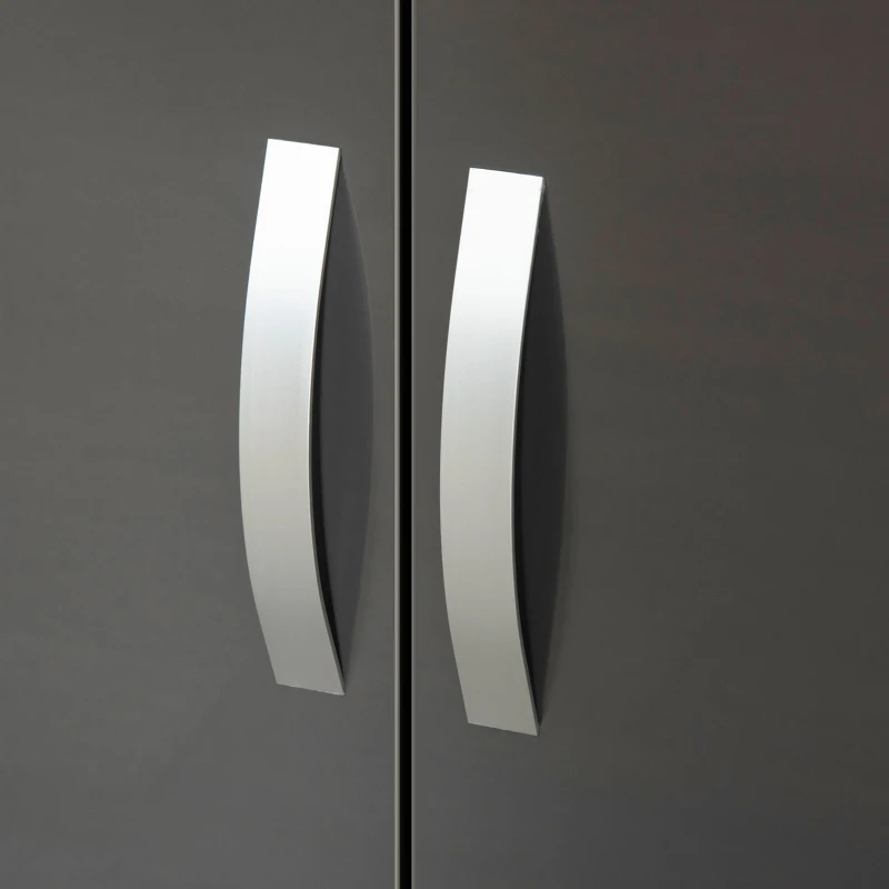 HOMCOM Dulap din PAL cu 2 usi cu sina inclusa, design lucios si anti-inclinare, 76x47x160cm, gri