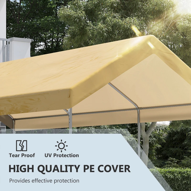 Outsunny Garaj tip cort 6m x 3m, Garaj portabil, Cort de gradina cu copertina, adapost de depozitare, cu copertina din PE anti-UV si kit de ancorare, pentru masina, barca, petrecere, nunta