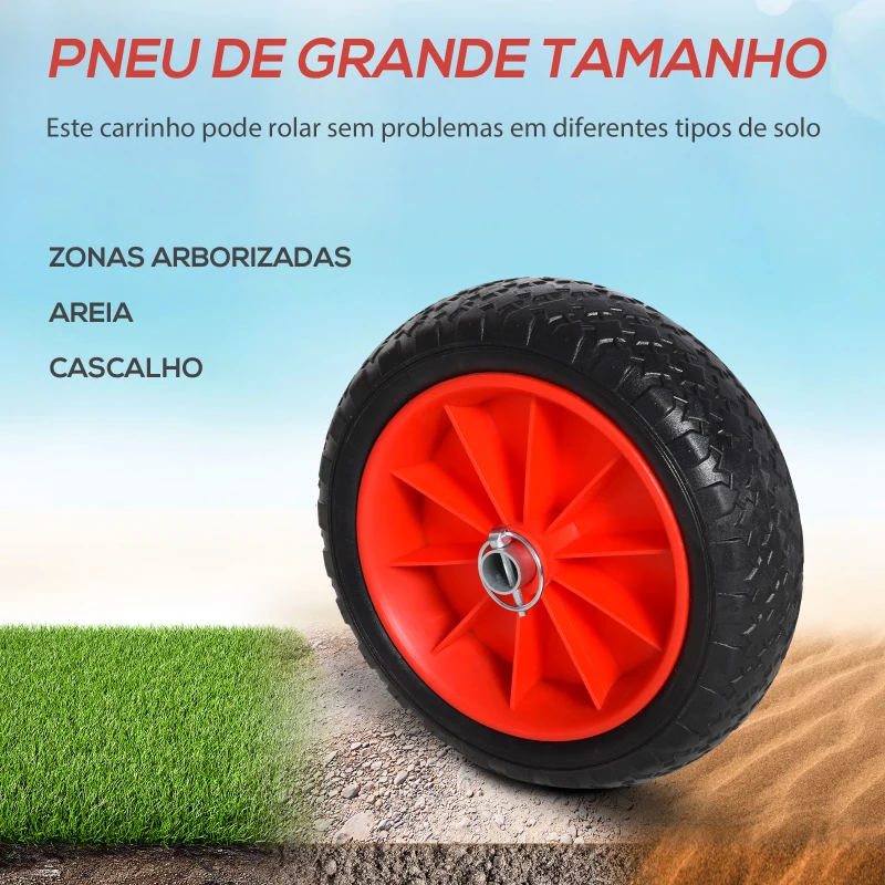 HOMCOM Carrinho de Transporte Dobrável  para Prancha de Surf com Espessura Inferior a 12,5 cm 64x55x38,5 cm Preto e Vermelho
