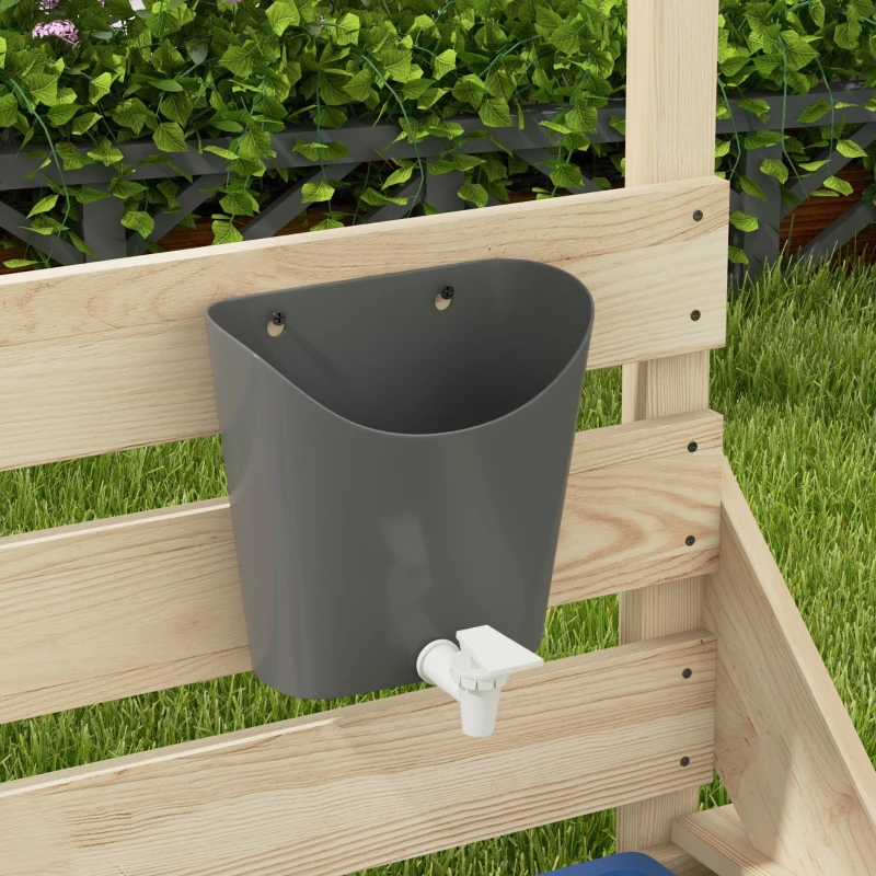 Outsunny Caixa de Areia para Crianças de Madeira com Toldo Brinquedos de Cozinha e Forma de Barco para Jardim 180x103x144,5 cm Natural