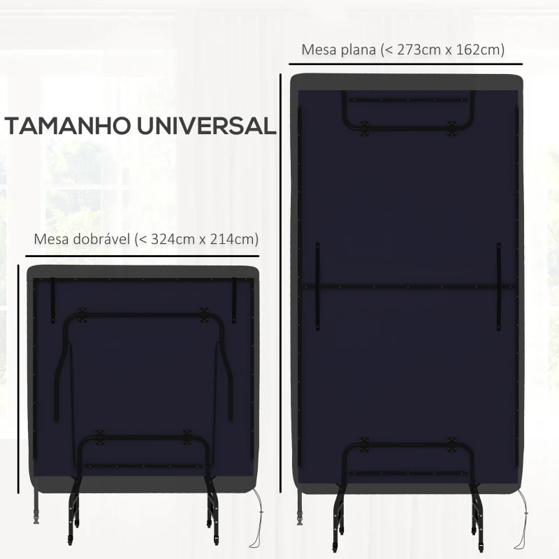 SPORTNOW Capa para Mesa de Ping Pong com Fecho de Correr Anti-UV e Impermeável para Interior e Exterior 275x153x5 cm Preto