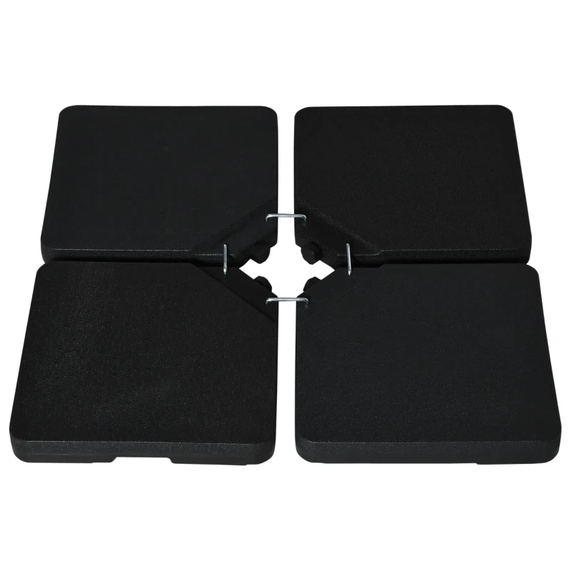 Outsunny Conjunto de Pesos para Base de Chapéu de Sol de 4 Peças Quadrado Preenchível 60 kg de Água 70 kg de Areia ou 80 kg Mixto Preto