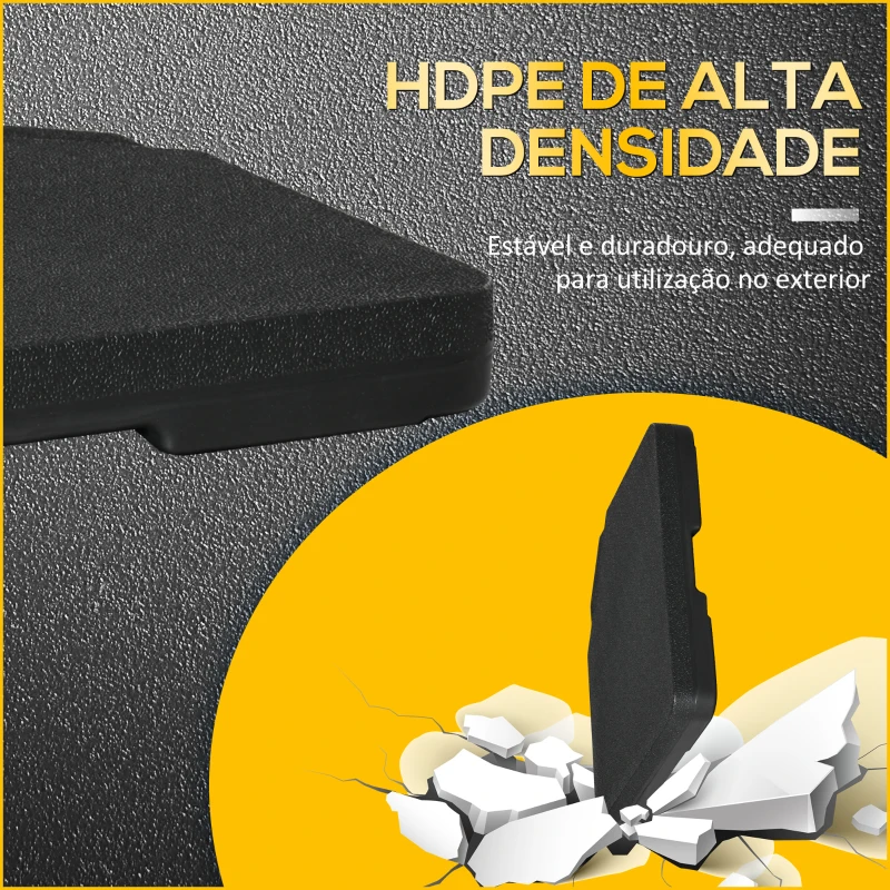 Outsunny Conjunto de Pesos para Base de Chapéu de Sol de 4 Peças Quadrado Preenchível 60 kg de Água 70 kg de Areia ou 80 kg Mixto Preto