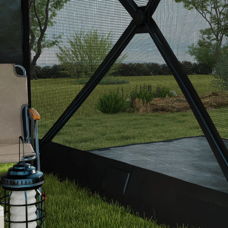 Outsunny Gazebo da Giardino 2x2.5 m Pieghevole con Tende e Zanzariere, Borsa di Trasporto, Nero