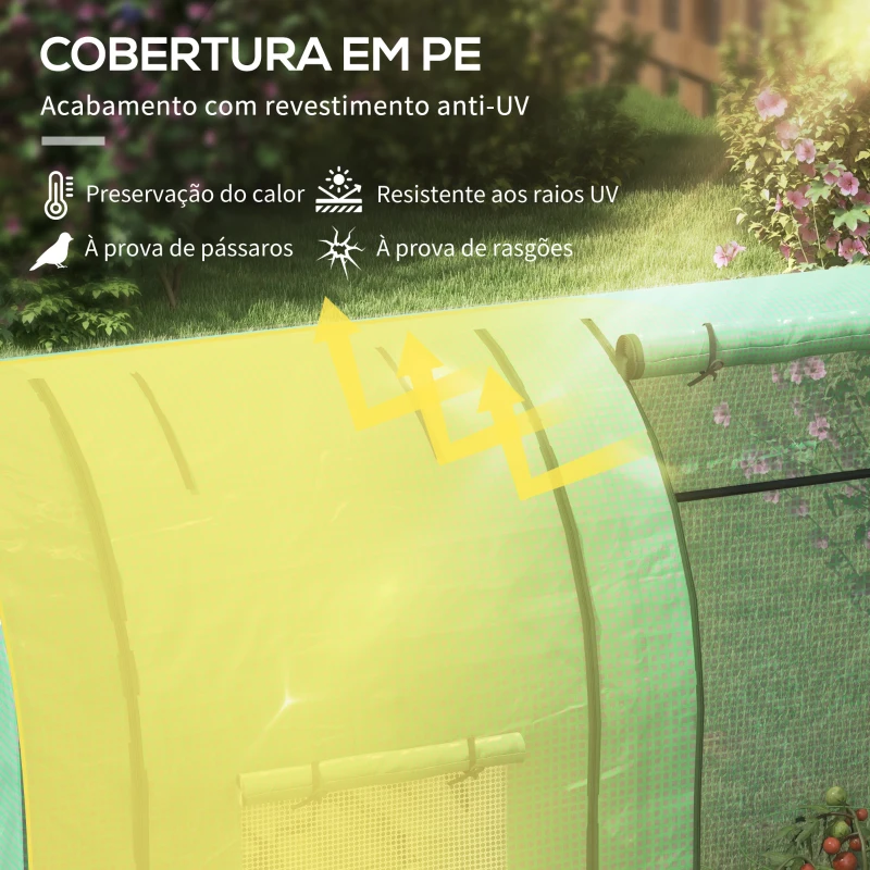 Outsunny Estufa de Jardim Estufa Resistente com 4 Janelas Anti-UV para Cultivo de Plantas em Terraço Pátio 185x94x150 cm Verde
