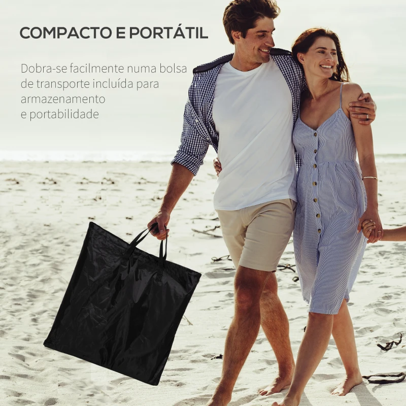 Outsunny Conjunto de 2 Esteiras de Praia com Encosto Reclinável em 5 Níveis Bolsa de Transporte e Apoio de Cabeça 48x134x33-43 cm Preto