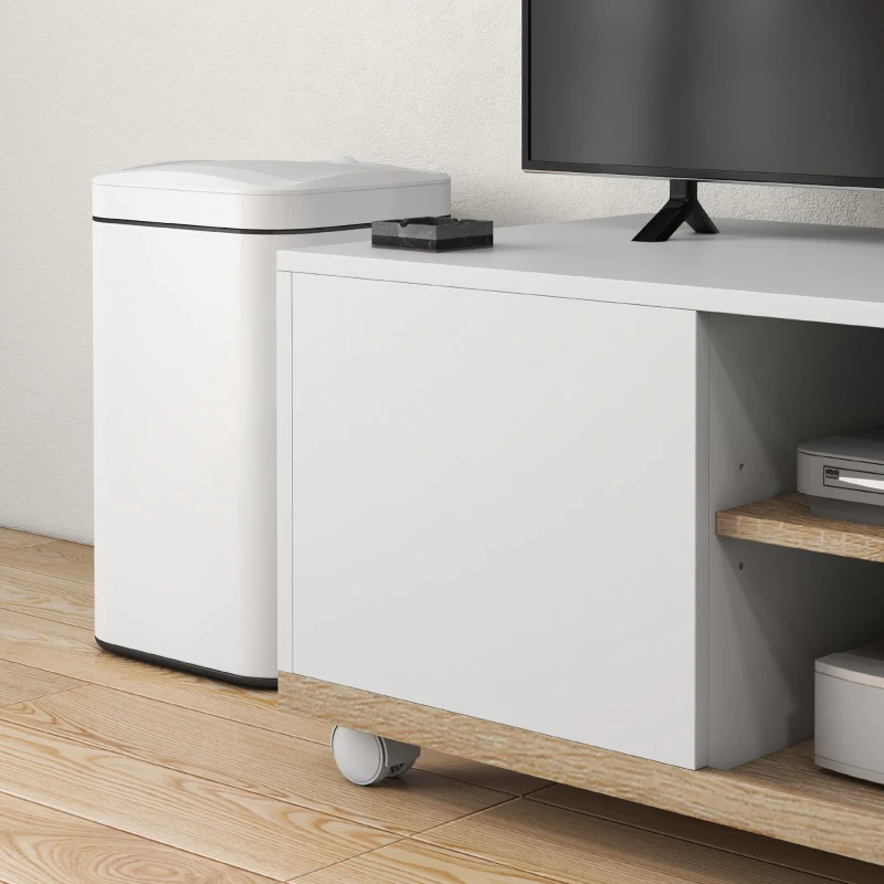 HOMCOM Móvel de TV Mesa de Sala de Estar Moderna de TV de 42 Polegadas com 4 Rodas 80x45x39,5 cm Branco