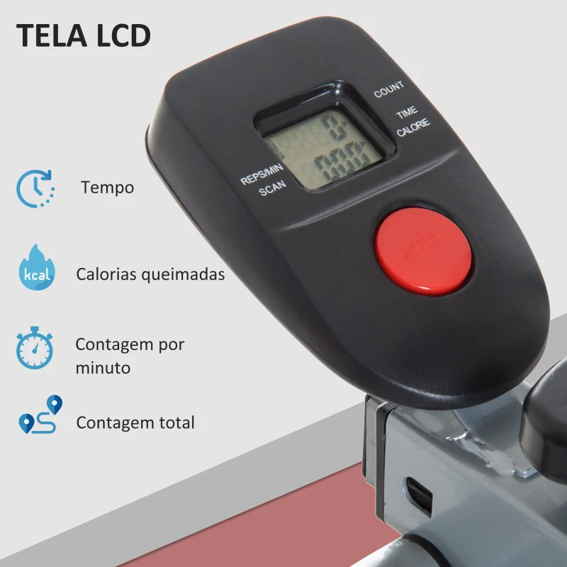 HOMCOM Bicicleta Elíptica Treinador Elíptico Ajustável com Monitor Capacidade 110 kg para Casa Ginásio 96x60x152 cm Cinza