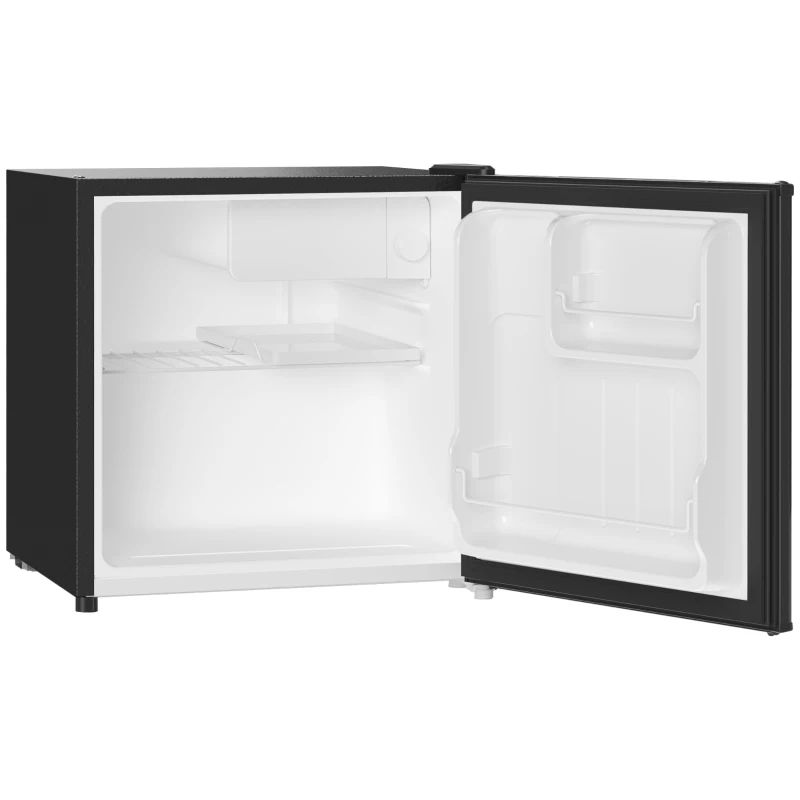 HOMCOM Mini Frigorífico Silencioso 46L Classe F com Temperatura Ajustável e Porta Reversível 48x44x49 cm Preto