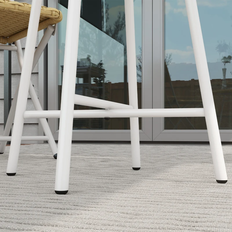 Outsunny Mesa Auxiliar de Vime Sintético com Bancada de Madeira Plástica e Estrutura de Aço Galvanizado 50x50x55 cm Madeira e Bege
