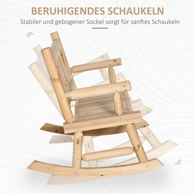 Outsunny Schommelbank Tuinbank Houten Bank, Boomstam-look, Weerbestendig, 112 cm x 96 cm x 93 cm, Natuurlijk