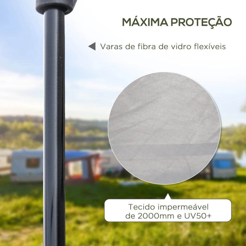 Outsunny Tenda de Campismo para 2-3 Pessoas Impermeável PU2000 mm Proteção UV50+ com Bolsa de Transporte 210x210x150 cm Prata