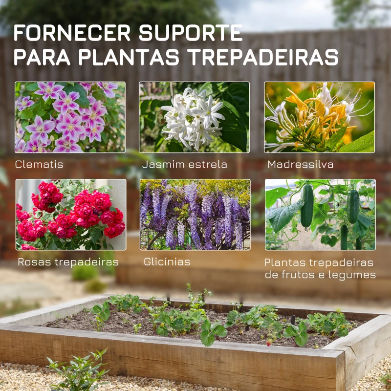 Outsunny Conjunto de 2 Treliças de Jardim Suportes para Trepadeiras com Estrutura de Aço para Plantas Terraço 55x128 cm Preto