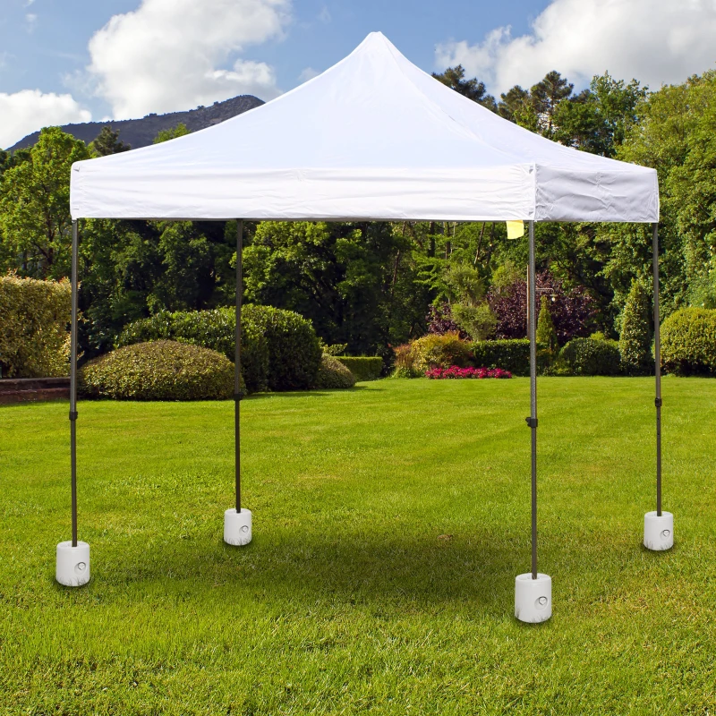 Outsunny Conjunto de 4 Pesos para Tendas Dobráveis Suportes Enchíveis com 9 kg de Água com Maçanetas de Fixação Ø22/24x25 cm Branco