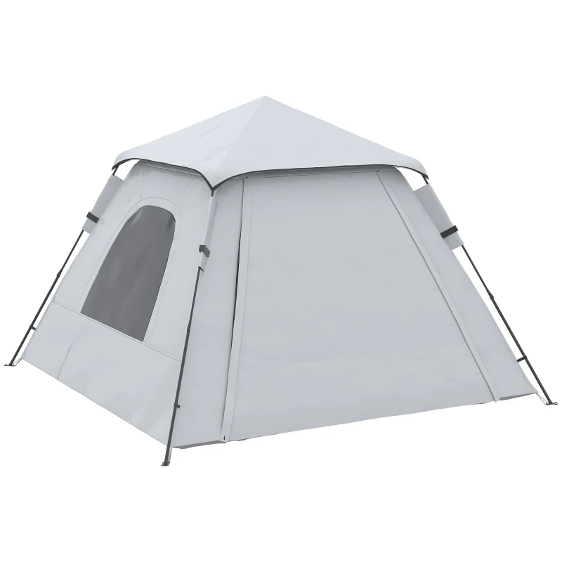 Outsunny Tenda de Campismo para 2-3 Pessoas Impermeável PU2000 mm Proteção UV50+ com Bolsa de Transporte 210x210x150 cm Prata