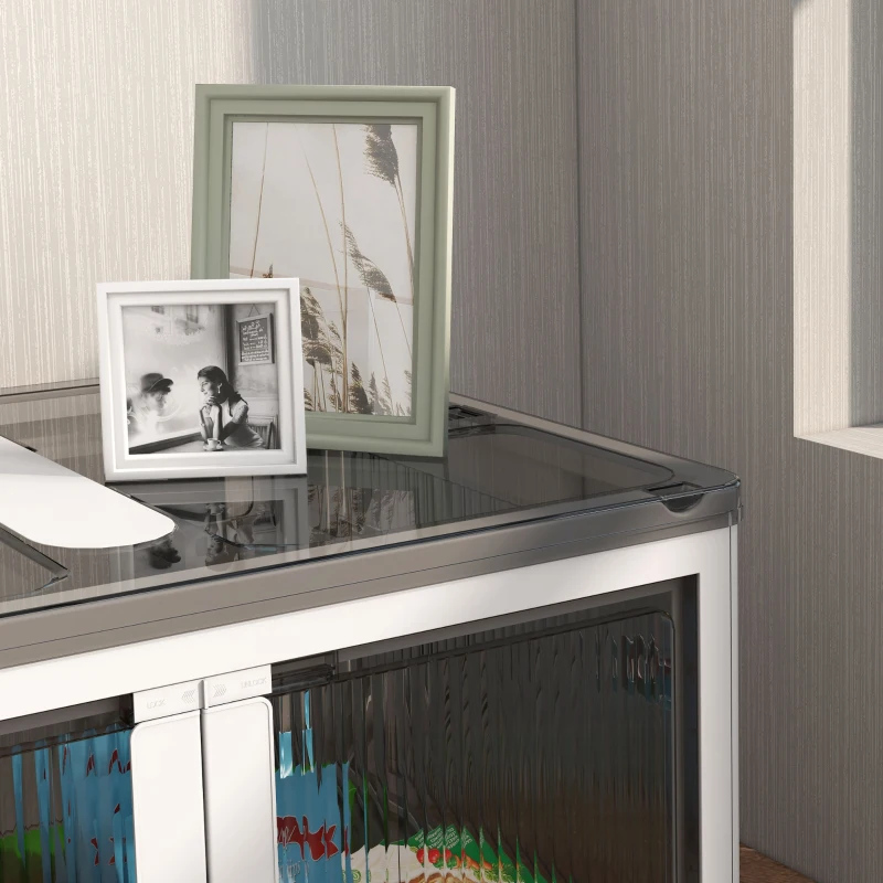 HOMCOM Caixa de Armazenamento Empilhável com Tampa 69L Caixa Organizadora Dobrável com Rodas 60x42x34 cm Branco