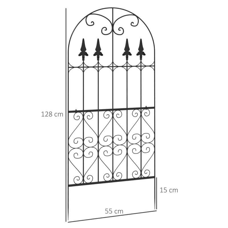 Outsunny Conjunto de 2 Treliças de Jardim Suportes para Trepadeiras com Estrutura de Aço para Plantas Terraço 55x128 cm Preto
