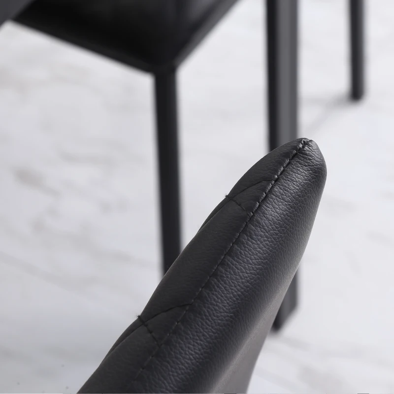 HOMCOM Modern Dining Chairs Upholstered Faux Leather Accent Chairs with Metal Legs for Kitchen, Set of 4, Black