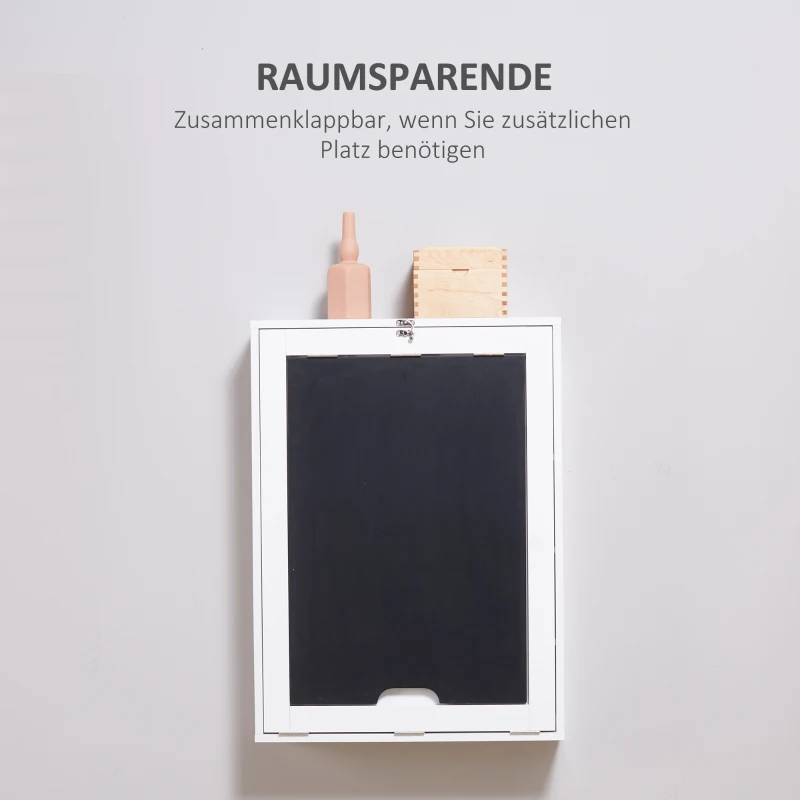 HOMCOM Opklapbaar bureau met wandmontage, 5 vakken, 60x94,5x147cm, Zwart/Wit(m-6)