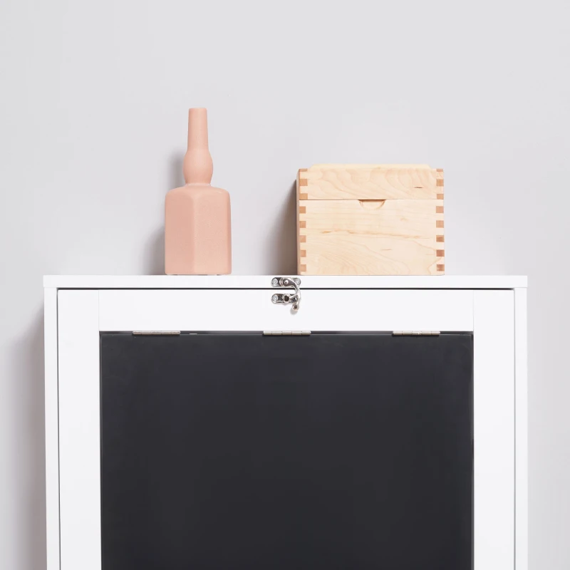 HOMCOM Opklapbaar bureau met wandmontage, 5 vakken, 60x94,5x147cm, Zwart/Wit(m-8)