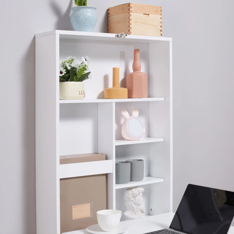 HOMCOM Opklapbaar bureau met wandmontage, 5 vakken, 60x94,5x147cm, Zwart/Wit(m-9)