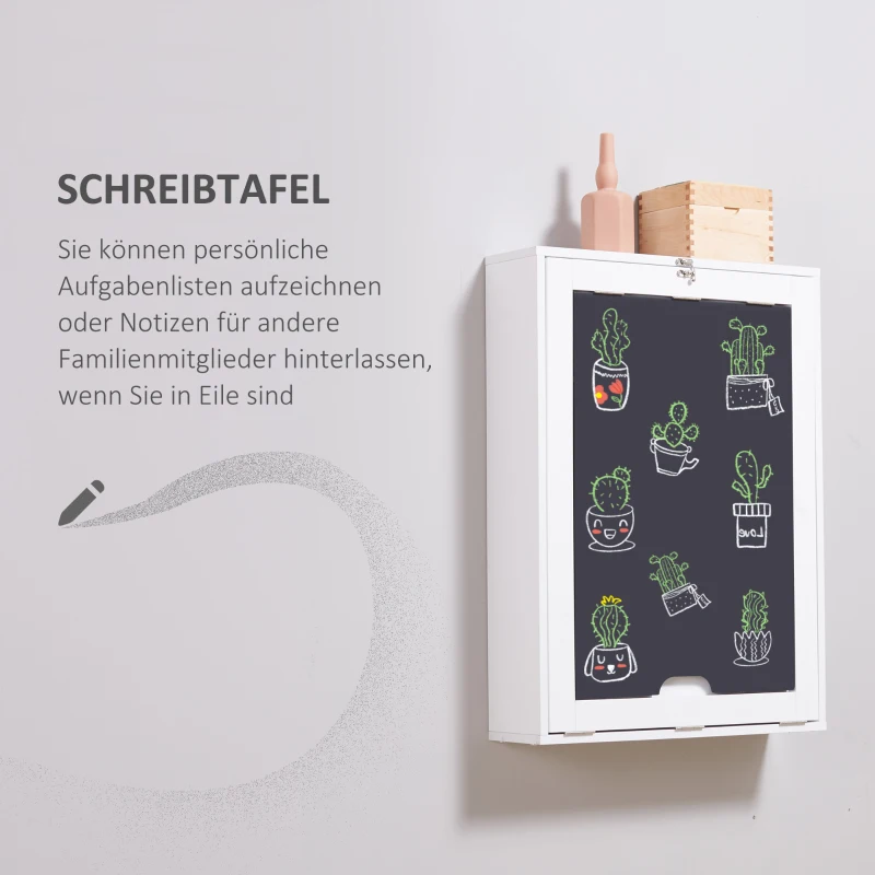 HOMCOM Opklapbaar bureau met wandmontage, 5 vakken, 60x94,5x147cm, Zwart/Wit(m-7)