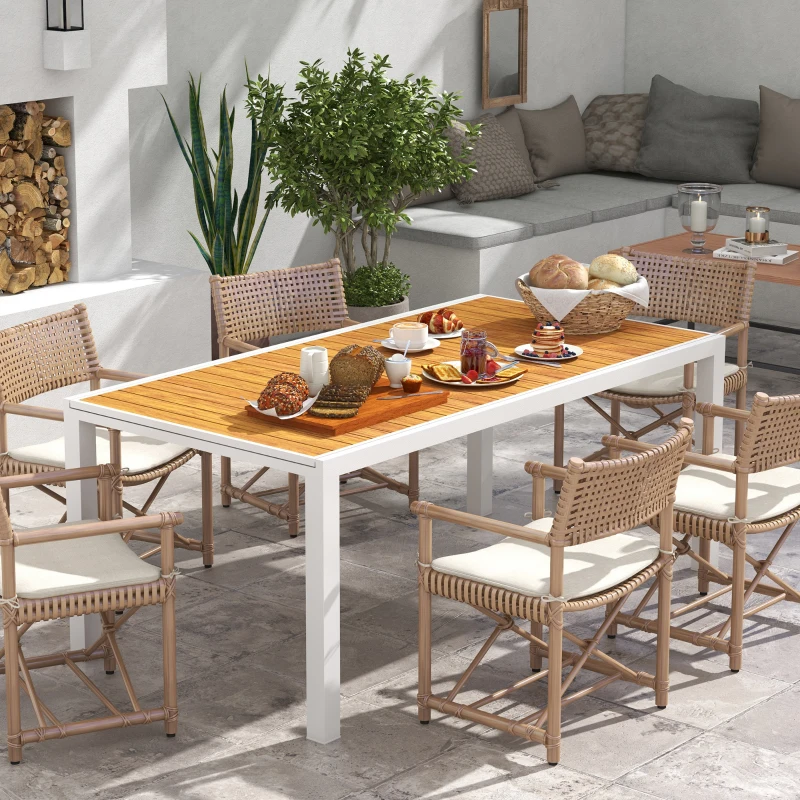 Outsunny Mesa de Jardim Extensível Mesa de Terraço Retangular para 6-8 Pessoas Capacidade 50 kg 180/240x94x73 cm Marrom