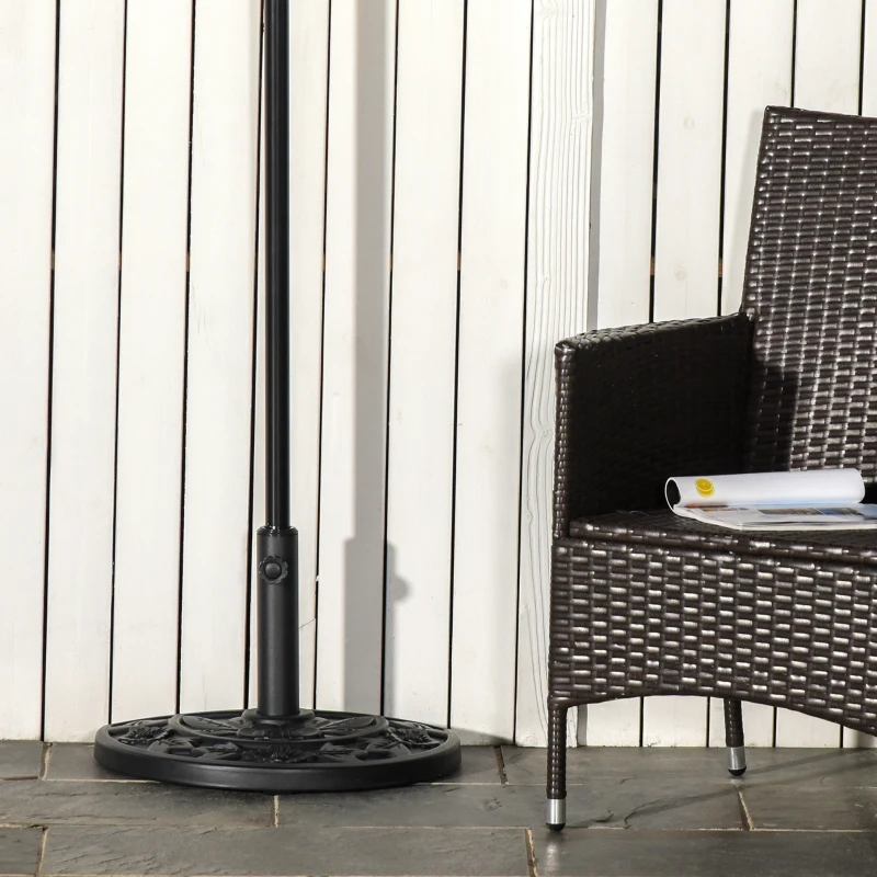 Outsunny Halfronde Parasolvoet, 9 kg, Bloemendesign, HDPE/Cement, voor Parasolstokken Ø35/38/48 mm