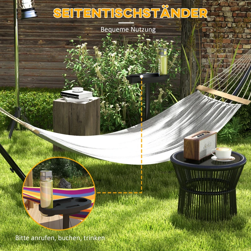 Outsunny Houten Hangmatstandaard, geschikt voor hangmatten tot 280 cm, Staal, 285L x 125B x 110H cm, Zwart