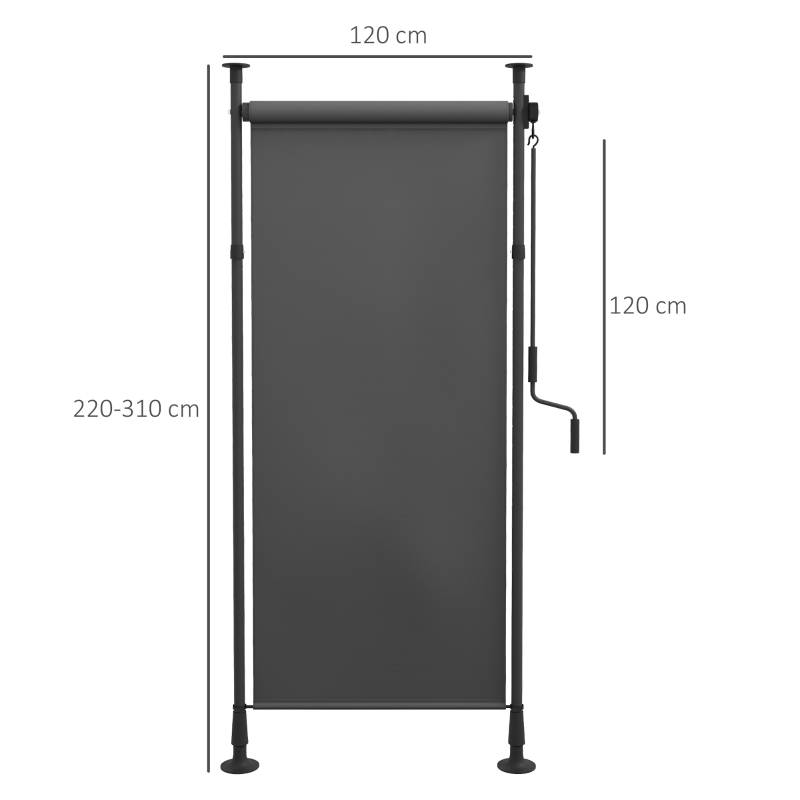 Outsunny Verstelbare Freestanding Zonnescherm zonder Boren - Aluminium Frame - 1,2 x 2,2-3,1 m - Donkergrijs